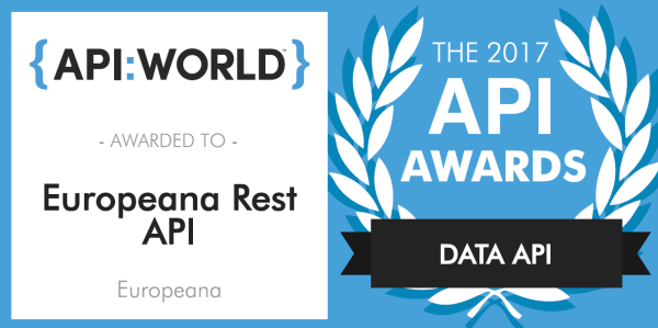 Europeana REST API wins the 2017 Data APIs category award